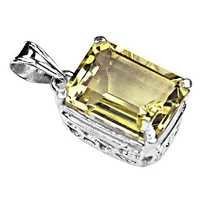 Attention Lover Yellow Lemon Quartz Gemstone Silver Pendant