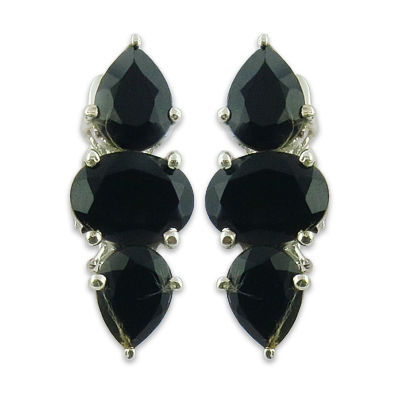 Impressive Black Onyx Silver Gemstone Earrings