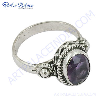 Cute Amethyst Silver Ring