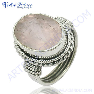 Fastival  Rose Quartz StoneSilver Ring
