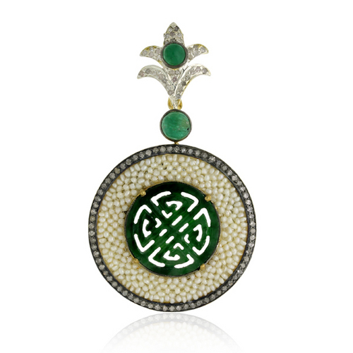 Pearl Pave Diamond Pendant 