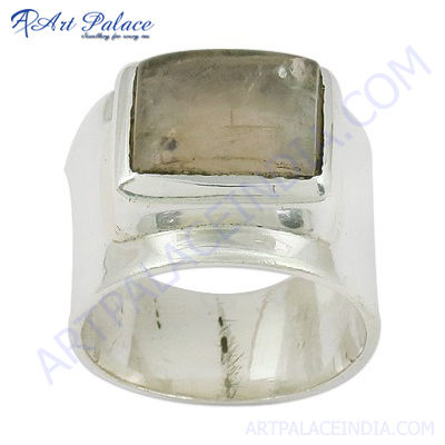 Classy Rose Quartz Silver Gemstone Ring