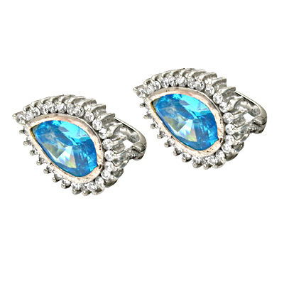 Blue Topaz Gemstone Silver Earrings 