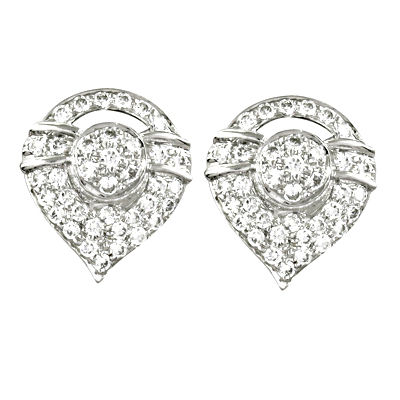 Unique CZ Silver Gemstone Earrings With Stud