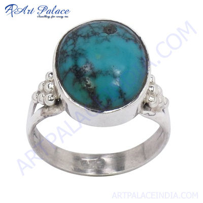 New Natural Turquoise GemstoneSilver Ring