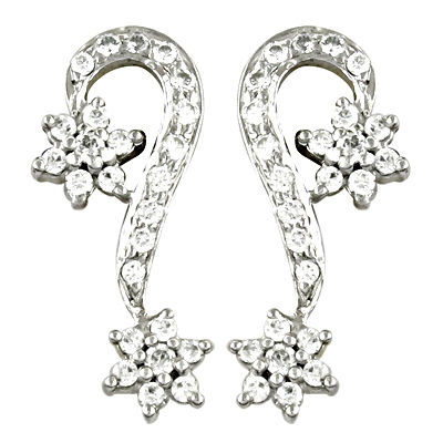 925 Sterling Silver Jewelry, 925 Earring, White CZ Earring