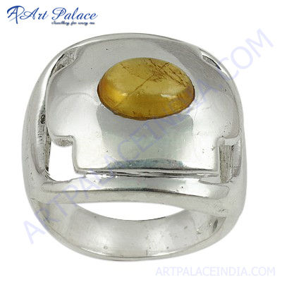 Hot Selling Golden Rutil Gemstone Silver Ring