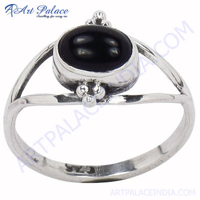 Cute Black Onyx Silver Ring
