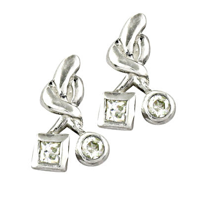 Pretty Cubic Zirconia Gemstone Silver Earrings 