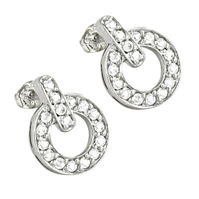 Stylish 925 Sterling Silver Cubic Zirconia Gemstone Silver Earrings 