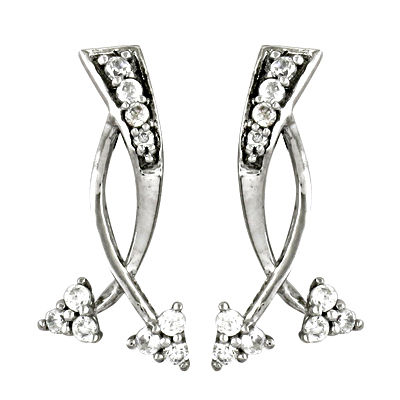 Simplicity Cubic Zirconia Gemstone Silver Earrings 