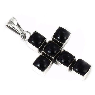 Delicate Black Onyx Gemstone Silver Pendant