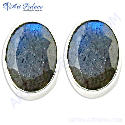 Designer 925 Sterling Silver Earrings With Labradorite
