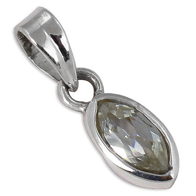 Classic Cubic Zirconia Gemstone Silver Pendant