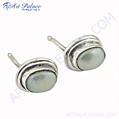 925 Sliver Earring, Pearl Earring, Earring Stud