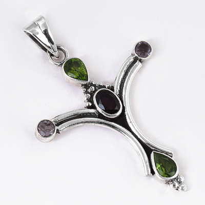 Picture Perfect Clear Multi Gemstone SIlver Pendant