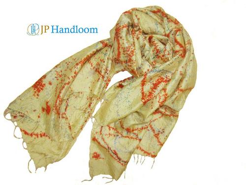 Mulberry Tie-Dye Scarf - Silk Material, 2 m Length, Yellow Color, Printed Pattern | Ideal for Daily Use in Rainy, Spring, Summer, and Winter Seasons