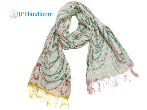 Mulberry Tye-Dye Scarf-1 - Silk, 2 m, White | Plain Pattern, Medium Length, Suitable for All Seasons, Daily Use