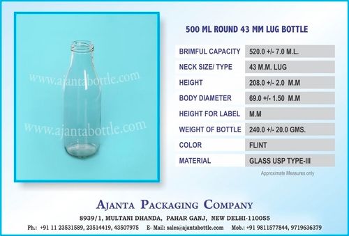 300 ml Juice Glass Bottle 43 mm Lug Neck - Ajanta Bottle Pvt Ltd 