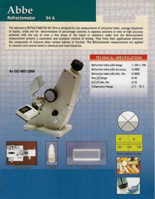 Digital Abbe Refractometer - Mild Steel Body, White Finish | Ideal for Hospital Use, Accurate Measurements