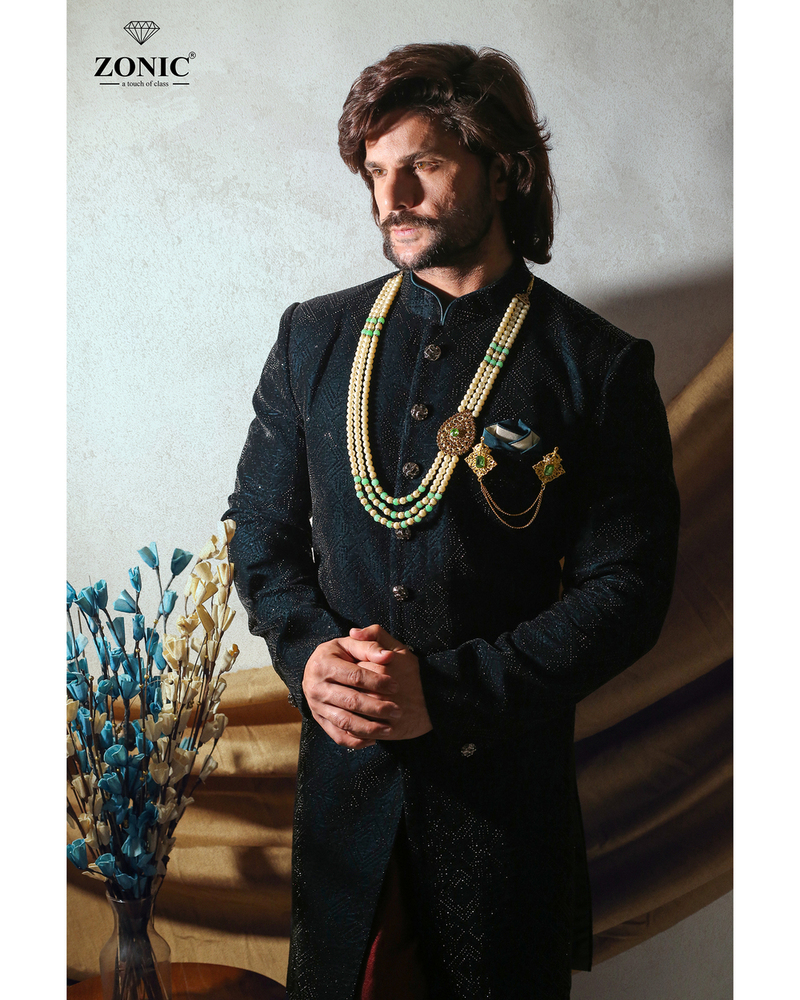 Indo Western Suit - Woolen Velvet, 4 Color Embroidered Design | Long Sleeve for Men, Our Logo Embroidery, Perfect for Winter Wear