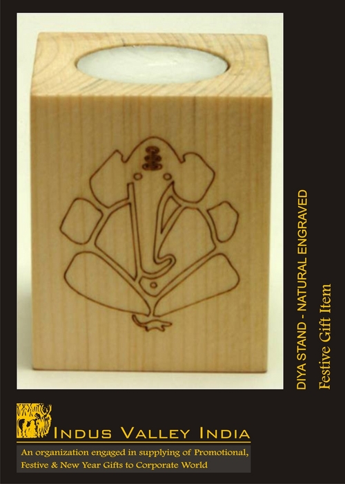 Diya Stand Natural Engraved