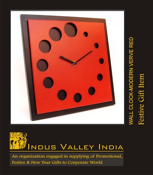 Wall Clock Modern Verve Red