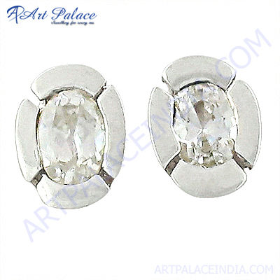 Fashionable Cubic Zirconia Gemstone Stud Earring