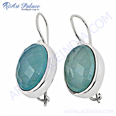 925 Sterling Silver Blue Chalcedony Earrings,Wholesale Jewelry