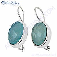 925 Sterling Silver Blue Chalcedony Earrings,wholesale Jewelry