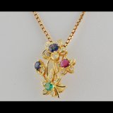 Sapphire Ruby Emerald Brooch cum Pendant