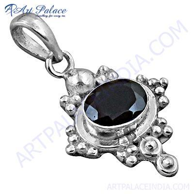 Designer Black Onyx Gemstone Silver Pendant