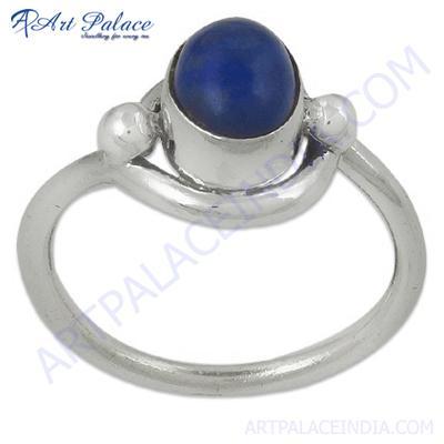 Lastest Luxury Blue Druzy Gemstone Silver Ring 