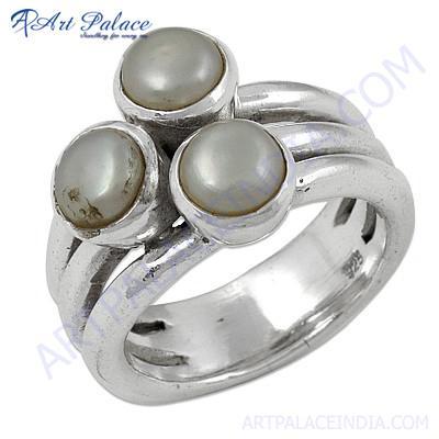 Newest Style Fashion Pearl Silver Gemstone Ring