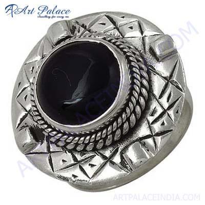 Newest Style Fashion Black Onyx Silver Gemstone Ring