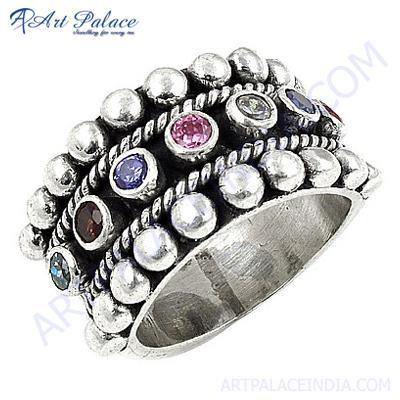 Exclusive Multistone Silver Gemstone Ring