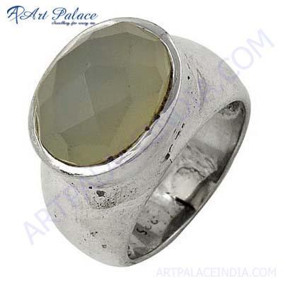 Fashion Chalce Oval Silver Gemstone Ring 