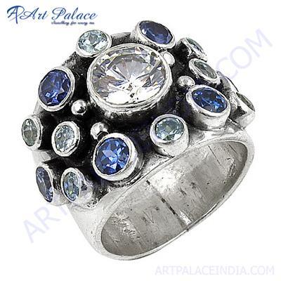 Newest Style Fashion Amethyst Cubic Zirconia Silver Gemstone Ring