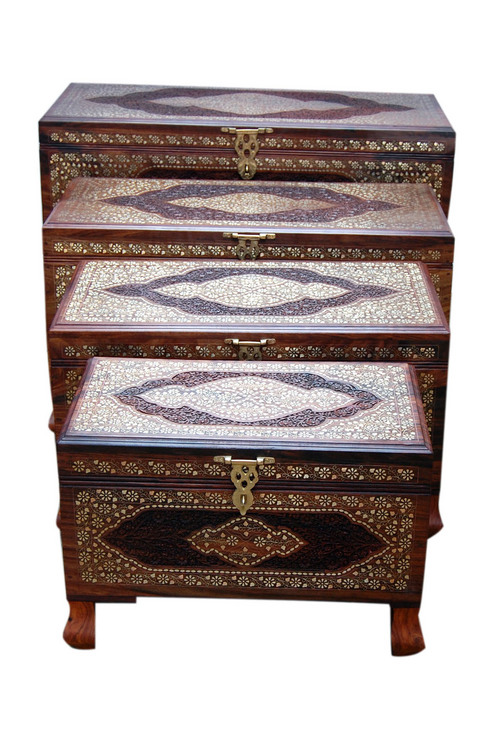 Set Of 4 Wooden Decorative Boxes