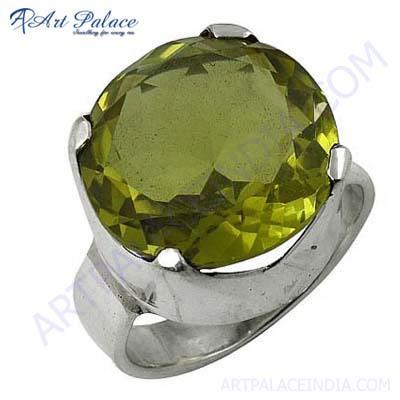 Newest Style Fashion Sterling Lemon Quartz Silver Gemstone Ring