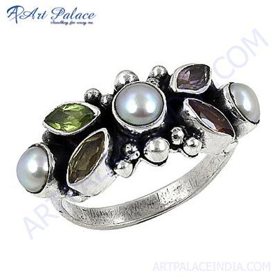  Fashionable Multistone Sterling Silver Gemstone Ring