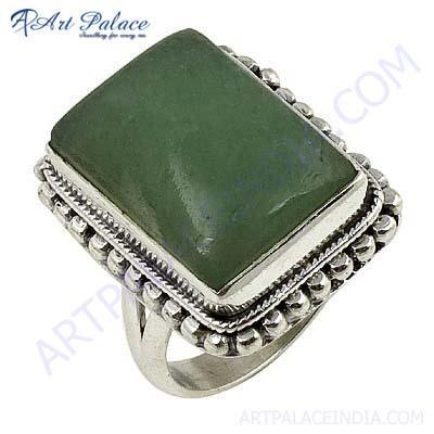 Lastest Luxury Prenite Gemstone Silver Ring 