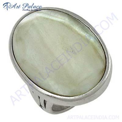 New Natural Mabe Pearl Gemstone Silver Ring