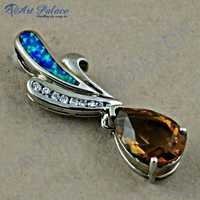 Cubic Zirconia Yellow Glass Pendants