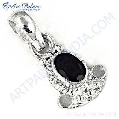 Black Onyx Gemstone Sterling Silver Pendent