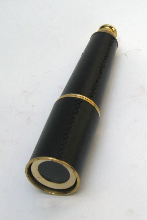 32" Brass Leather Pullout Telescope