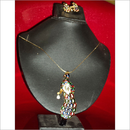 Peacock American Diamond Pendant Set