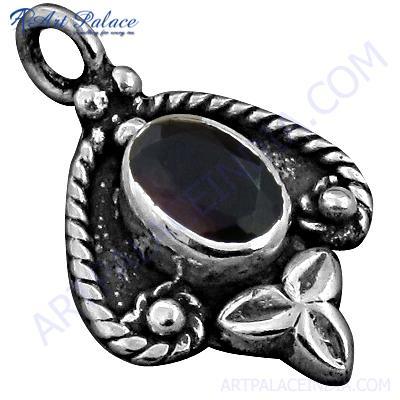 Ethnic Designer Amethyst Gemstone Silver Pendant