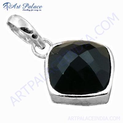 Nightlife Black Onyx Gemstone Silver Pendant