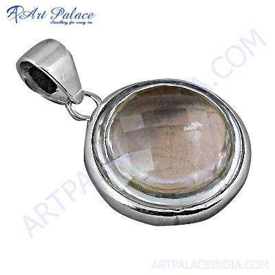 Celeb Style Crystal Gemstone SIlver Pendant